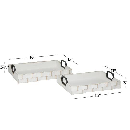 White Modern Tray, Set of 2" 16", 14"